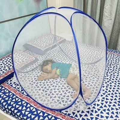 RUDRAYM Polyester Kids Washable Kids Foldable Baby Mosquito Net /Machhardani High Durability Pink Color Net Mosquito Net(White, Tent)