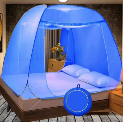 raj enterprises Nylon Adults Washable Mosquito net double bed size 6*6/6/6 fitt color white special use hostel Mosquito Net(Blue, Tent)