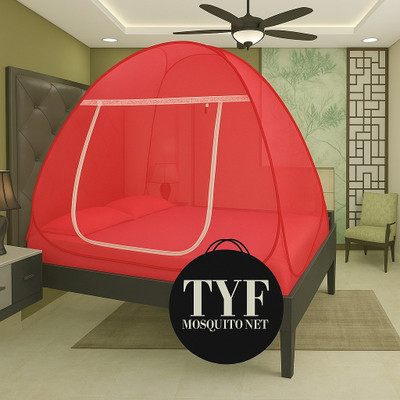 TYF Polyester Adults Washable Polyester Adults Washable 6 X 6 DOUBLE BED MOSQUITO NET Mosquito Net Mosquito Net(Red, Tent)