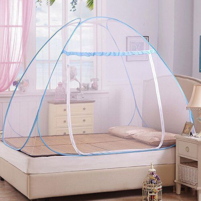MARATHON Polyester Adults Washable Mosquito net, Polyester Foldable Single bed Mosquito Net(Blue, Tent)