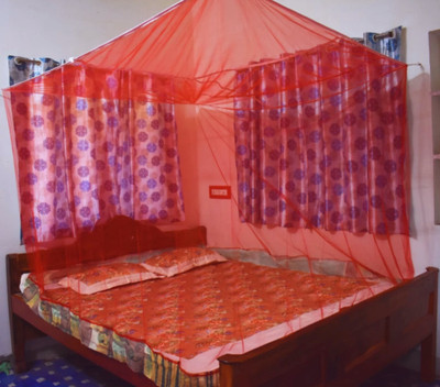 Mehon Craft HDPE - High Density Poly Ethylene Adults Washable Mosquito Net for double Bed Machardani Polyester Net Mosquito Net(Red, Bed Box)
