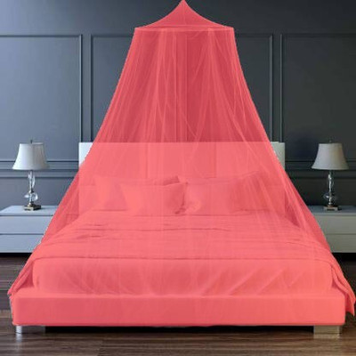 Neruti Enterprise Polyester Adults Washable Double Bed Mosquito Net(Red, Ceiling Hung)
