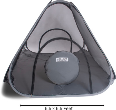 AL-UQBA Polyester Adults Washable King Size 6.5×6.5 Feet With Foldable Double Sided Gate Mosquito Net(Black, Tent)