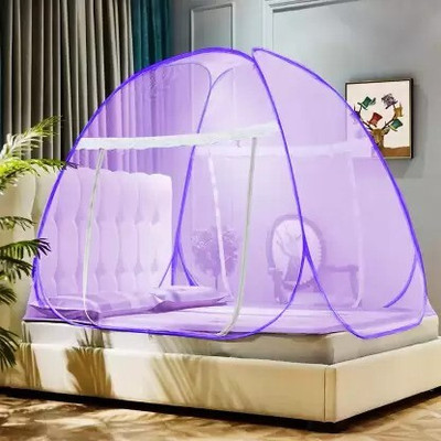 Maruti Enterprise Polyester Adults Washable Double Bed Mosquito Net, Polyester, Foldable (Full Colour) Mosquito Net Mosquito Net(Purple, Tent)
