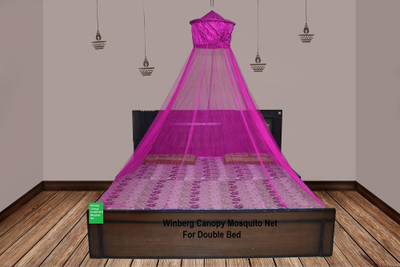 Clivemont Polyester Adults Washable Polyester Adults Washable Heavy Quality Soft Bed Mosquito Net.Pink Mosquito Net(Pink, Ceiling Hung)