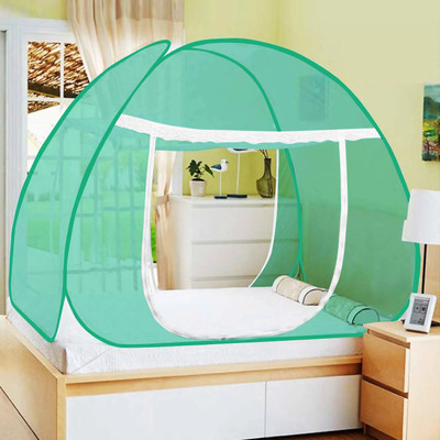 MOM SKIN SOLUTIONS Foldable Double Bed with Free Saviours (Suitable for 6ft x 6ft to 6.5ft x 6.5ft) Polyester Washable Adults Mosquito Net(Full Green., Tent)