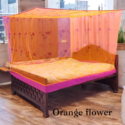ASTEXTILE Polyester Adults Washable Double Bed Mosquito Net pack of 1,Tent_7Orange Mosquito Net(Orange, Tent)