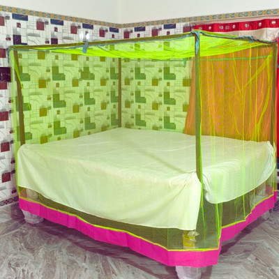 RN ENTERPRISE Polyester Adults Washable Queen Size Bed (6x7 Ft) Mosquito Net(Green, Bed Box)