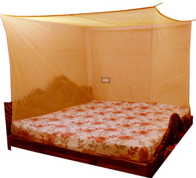 Mehon Craft Cotton Adults Washable Premium Polycotton Elegant Mosquito Net For Double Bed Machhardani Net (7x7 Ft) Mosquito Net(Soft Orange, Bed Box)