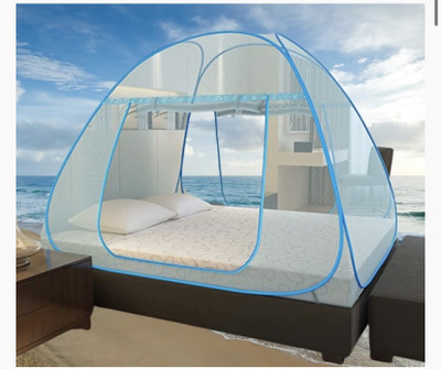 NR Enterprises Nylon Adults Washable SKY BLUE, DOUBLE BED TENT MOSQUITO NET 555 Mosquito Net(SKY BLUE, Tent)