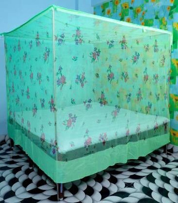 Raj Traders Cotton Adults Washable SP 703-GREEN PRINT Mosquito Net(Green, Bed Box)