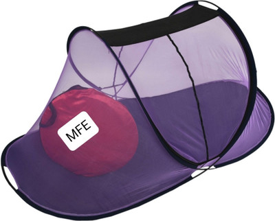 MFE Heavy Quality Cotton Cloth With Maharani Net Foldable Machhardani for Single Bed Polyester Washable Adults Mosquito Net(Purple, Bed Box)