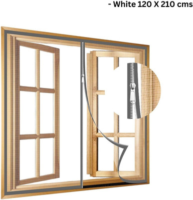 TurtleGrip Fibre Adults Washable 120 GSM Zipper Window Mosquito Net(White 120X210cms, Frame Hung)