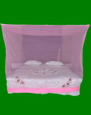 SBE Polyester Adults Washable AIR FLOWABLE PLAIN MOSQUITO NET FOR DOUBLE BED Machardani (Size6X7) Mosquito Net(Light pink, Bed Box)