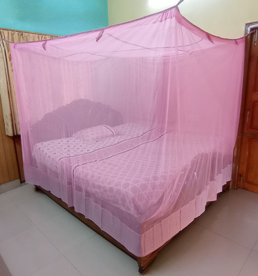 PRISMO Polyester Adults Washable Premium Soft Mosquito Net(Pink, Frame Hung)