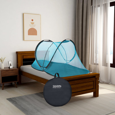 SASDAN Verticle Zip Mosquito Net - L,B,H (7 x 7 x 4.6 ft) with High-Quality Zip Polyester Washable Adults Mosquito Net(Blue, Tent)