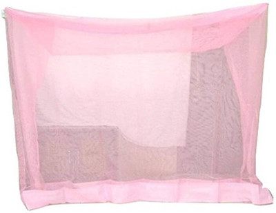 ANS HDPE - High Density Poly Ethylene Adults Washable Mosquito net 4 x 6.5 ft XL size Pink with border Mosquito Net(Pink, Bed Box)