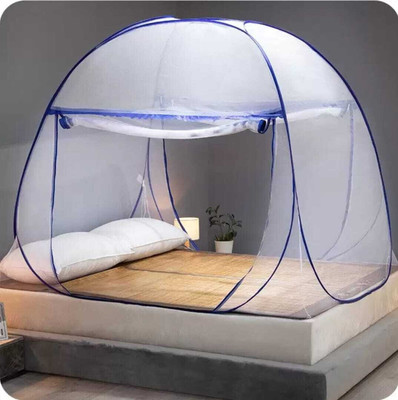 zeroes Polyester Adults Washable Best Quality Strong Mosquito Net 22GSM/Pvc Coated Steel/ Foldable For Double Bed Mosquito Net(White, Blue, Tent)