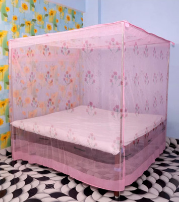 Mehon Craft Cotton Adults Washable Mosquito Net For Queen Size Bed Machardani PGON Polycotton Net (Size 6x7-ft) Mosquito Net(Pink, Bed Box)