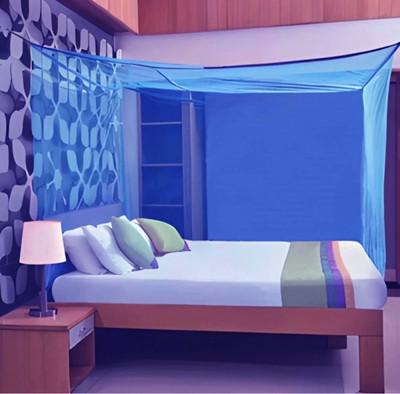 Mehon Craft Polyester Adults Washable Hanging Mosquito Machhardanii Net (Size 4x6.5-ft) Mosquito Net(Blue, Bed Box)