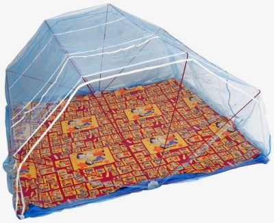 Elegant Mosquito Net Nylon Adults 6x6 Feet Single Bed Mosquito Net(Blue, Frame Hung)