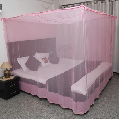 CHIKU CHEERY 7x7 Mosquito Net for Double Bed HDPE - High Density Poly Ethylene Washable Adults Mosquito Net(Red, Tent)