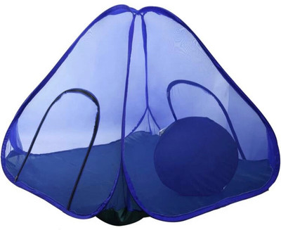 Gehloth Enterprises Polyester Adults Washable Mosquito net with base for double bed.Size (7x7 ft).Big zipper Mosquito Net(Blue, Royal blue, Bed Box)