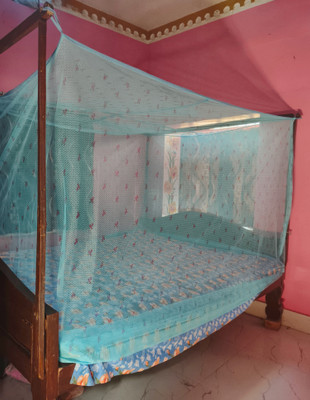 SKOFFICIAL Fibre Adults Washable SuperDiamond mosquito net Mosquito Net(Blue, Bed Box)