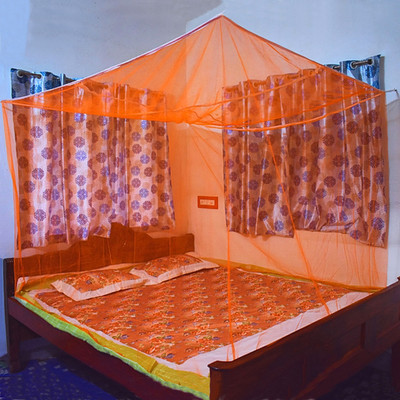 SM Enterprise HDPE - High Density Poly Ethylene Adults Washable Premium Machardani for Double Bed Mosquito Net(Orange, Bed Box)