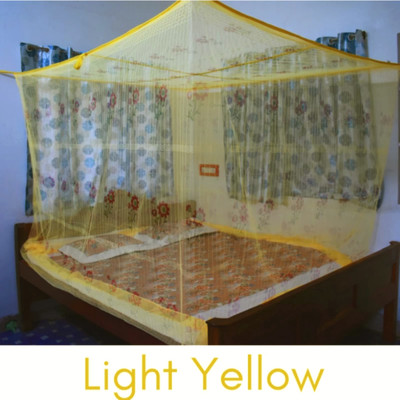 Mehon Craft Cotton Adults Washable Mosquito Net for Double Bed and Queen Size Bed Machardani Net (Size 6x7 feet) Mosquito Net(Light Yellow, Bed Box)