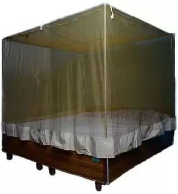 BRIJ KISHORE ENTERPRISES Cotton Adults Washable King Size (7ft X8ft) Soft Khaki Mosquito Net(Khaki, Bed Box)