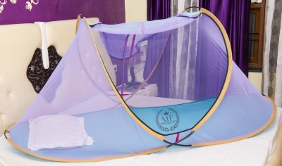 M F Emporium Polyester Adults Washable High Quality Of Cotton Soft, Stretchable and Classic Net For Single Bed Mosquito Net(Sky Blue, Bed Box)