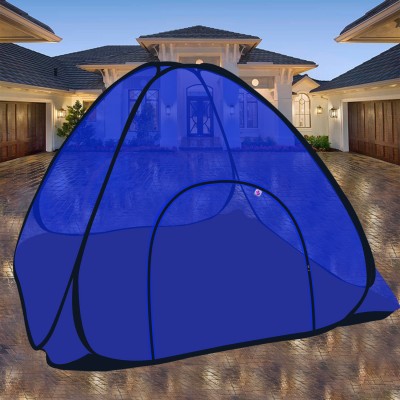 ShreejiHuf Polyester Adults Washable Extra Mosquito Protection King Size Foldable Multi color Machardani Mosquito Net(Blue, Tent)
