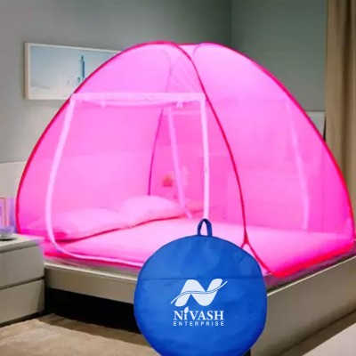 NIVASH ENTERPRISE Polyester Adults Washable Double Bed Tent Mosquito Net(Light pink, Tent)