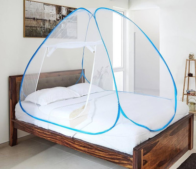 netbed Polyester Adults Washable Double Bed Washable Mosquito Net (Macchar Dani) Pack Of 1 Mosquito Net(Blue, Tent)