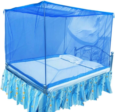 Mehon Craft Polyester Adults Washable High Quality Single Bed to protect Insects Mosquito Net (Size 4x6.5-ft) Mosquito Net(Blue, Bed Box)