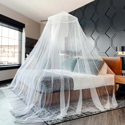 Maruti Enterprise Polyester Adults Washable mosquito net Round Ceiling Hanging Double Bed , Polyester Foldable Mosquito Net(White, Ceiling Hung)