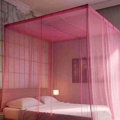 AARTI PINK Seting HDPE - High Density Poly Ethylene Washable Adults Mosquito Net(Pink, Bed Box)