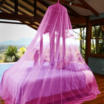 Maruti Enterprise Polyester Adults Washable Double Bed Hanging Mosquito Net(Pink, Ceiling Hung)