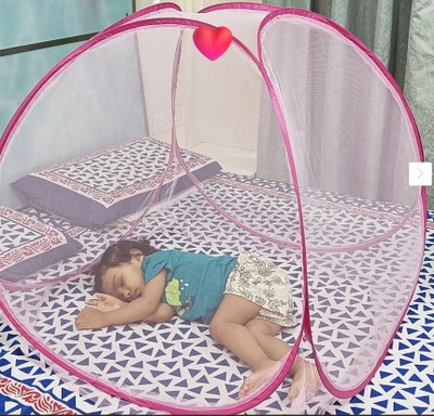 RUDRAYM Kids Foldable Baby Mosquito Net /Machhardani High Durability Pink Color Net Polyester Washable Kids Mosquito Net(Pink, Tent)