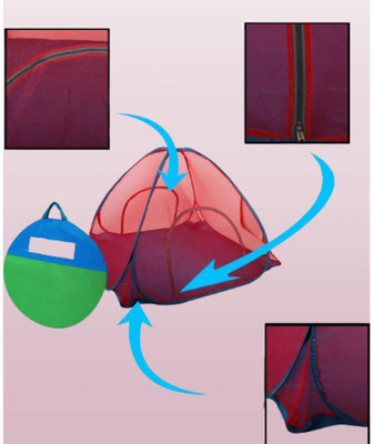 ALTAMASH Polyester Adults Washable Foldable mosquito net_A1 Mosquito Net(Red, Bed Box)