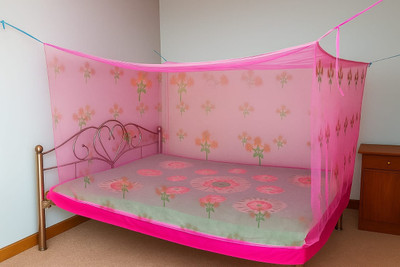 SKOFFICIAL This is best quality mosquito net machardani pink colour perfect size (6ft+7ft) Cotton Washable Adults Mosquito Net(Pink, Bed Box)