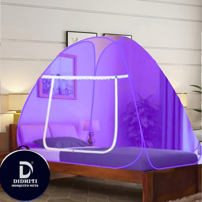 didhiti Polyester Adults Washable Purple machar dani tent for bedrum single bed (3.5x6)| Lightweight inner outer Mosquito Net(Purple, Tent)
