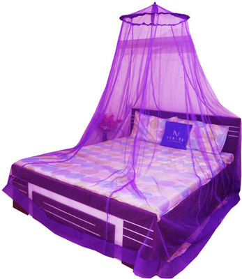 Neruti Polyester Adults Washable King Size(Round) Mosquito Net(Purple, Ceiling Hung)