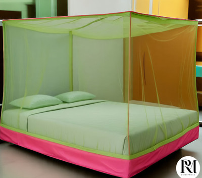 Rm Enterprises HDPE - High Density Poly Ethylene Adults Washable Air Flowable GREEN Double Bed (6x7)ft Mosquito Net(Green, Bed Box)