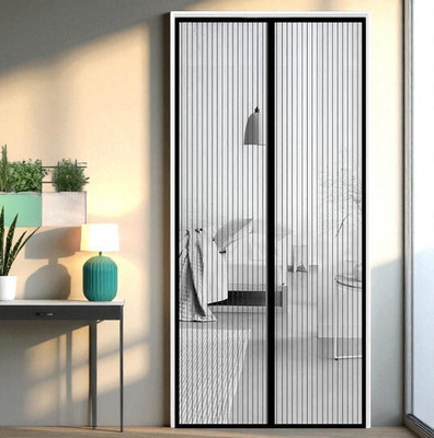 ADITYA ENTERPRSES Auto-Closing Magnetic Door Mosquito Net_a298 Polyester Washable Adults Mosquito Net(Black, Frame Hung)