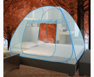 THENR Nylon Adults Washable SKY BLUE, DOUBLE BED TENT MOSQUITO NET 558 Mosquito Net(SKY BLUE, Tent)