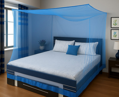 Shyom Square Hanging (8x8) King Size bed Polyester Washable Adults Mosquito Net(Sky Blue, Bed Box)