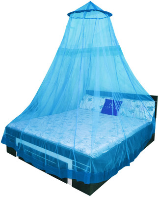 Neruti Enterprise Polyester Adults Washable Double bed (Round) Mosquito Net(Sky Blue, Ceiling Hung)