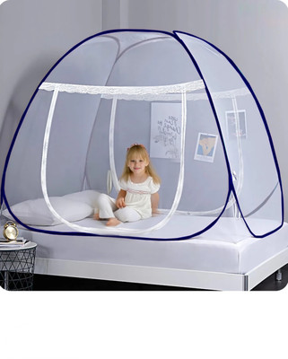 Martlet Polyester Adults Washable Double Bed Mosquito Net Material Polyester For King Size Pack Of 1 Mosquito Net(Blue, Tent)